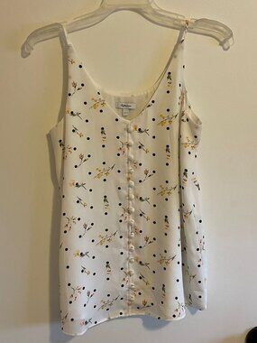 Floral & Polksdot Button-up Tank Top